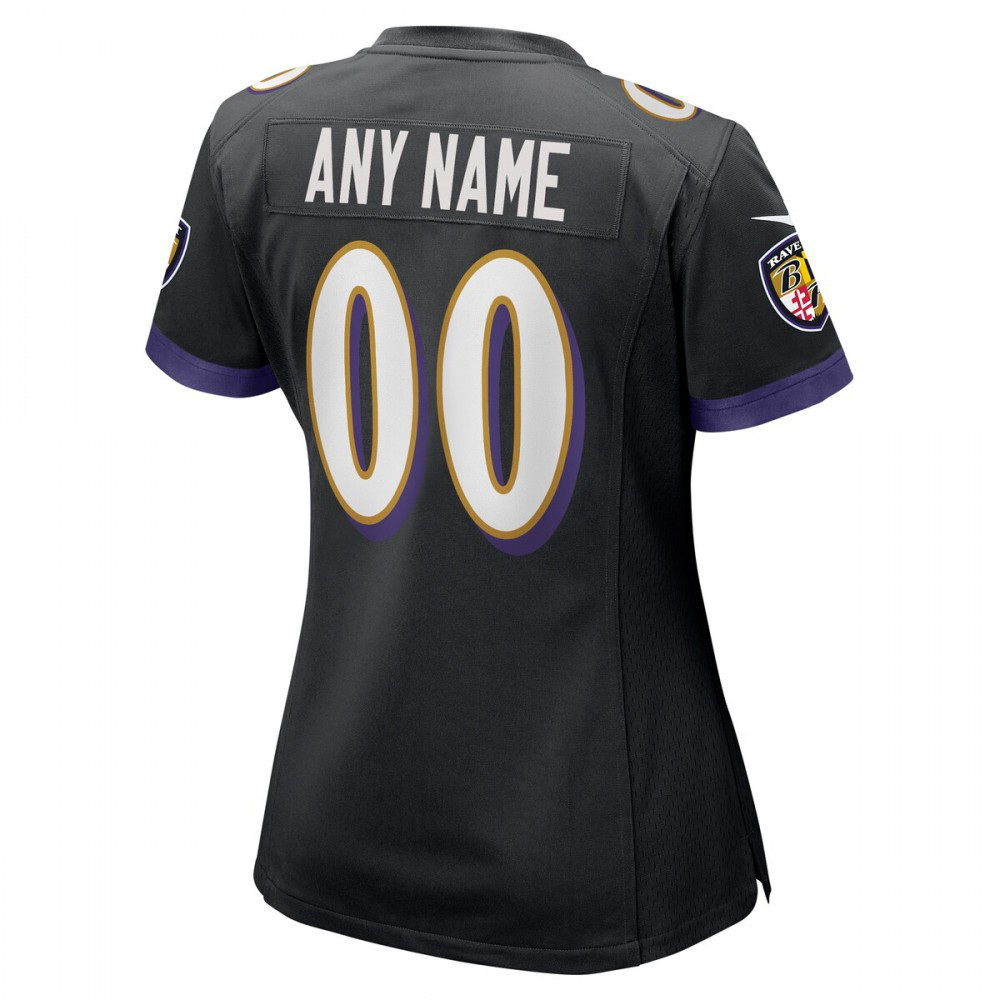 Baltimore Ravens Nike Women's Alternate Custom Game Jersey - Black-GridironStore